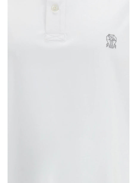 Brunello Cucinelli Polo in cotton jersey with short sleeves - White Ottico+Perla