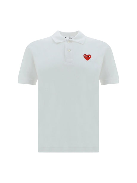 Comme Des GarçOns Play Cotton Polo with patch - White