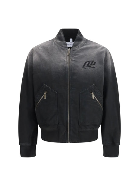 Off-White Washed denim Bomber Jacket - Black