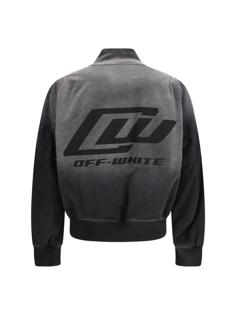 Off-White Washed denim Bomber Jacket - Black