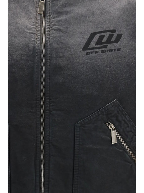 Off-White Washed denim Bomber Jacket - Black