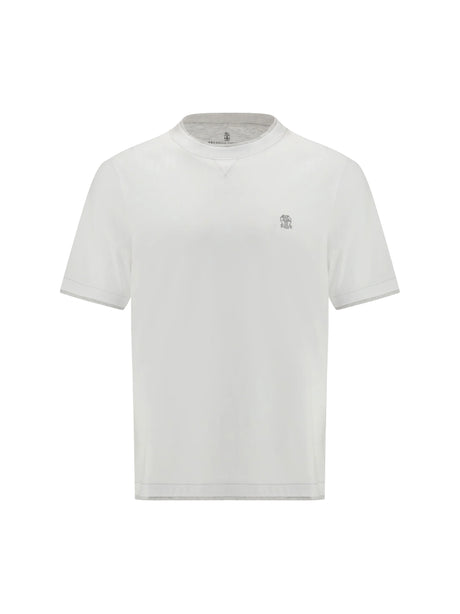 Brunello Cucinelli T-shirt in cotton with a logo - White Ottico+Perla