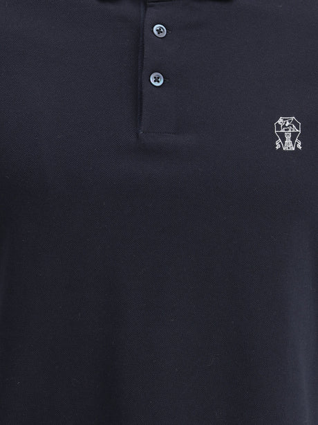 Brunello Cucinelli Cotton Polo - Navy+Grigio