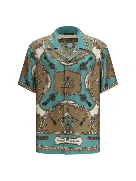Dolce & Gabbana Hawaii Shirt in washed silk twill with cargo print - Corde/Nappe F.Verdon