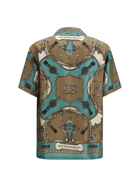 Dolce & Gabbana Hawaii Shirt in washed silk twill with cargo print - Corde/Nappe F.Verdon