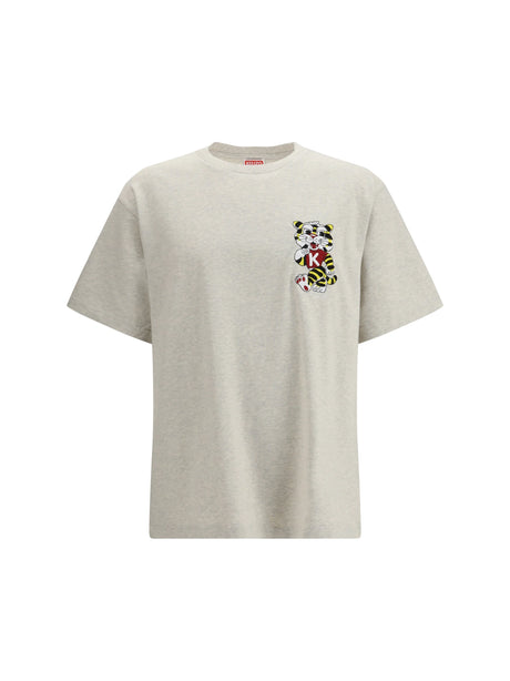 Kenzo Wild Tiger motif embroidered on the chest oversized T-shirt - Pale Grey