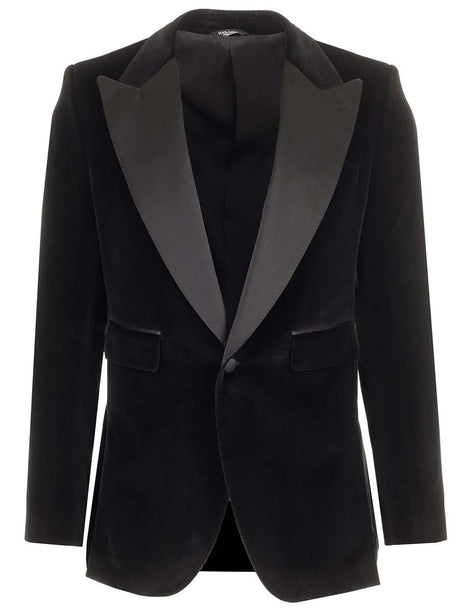 Dolce & Gabbana Velvet Tuxedo Blazer - Black