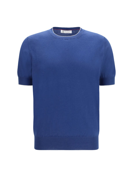 Brunello Cucinelli Cotton T-shirt - Avio+Grigio Light