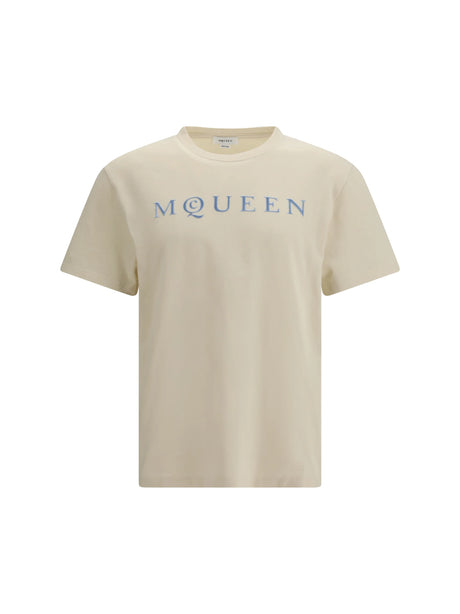 Alexander Mcqueen Cotton T-shirt with logo - Gesso/Ice Blue