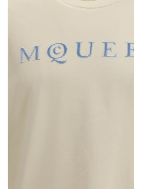 Alexander Mcqueen Cotton T-shirt with logo - Gesso/Ice Blue