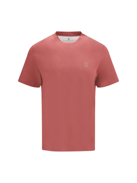 Brunello Cucinelli Logoed T-shirt - Corallo+Grigio
