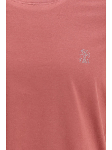 Brunello Cucinelli Logoed T-shirt - Corallo+Grigio
