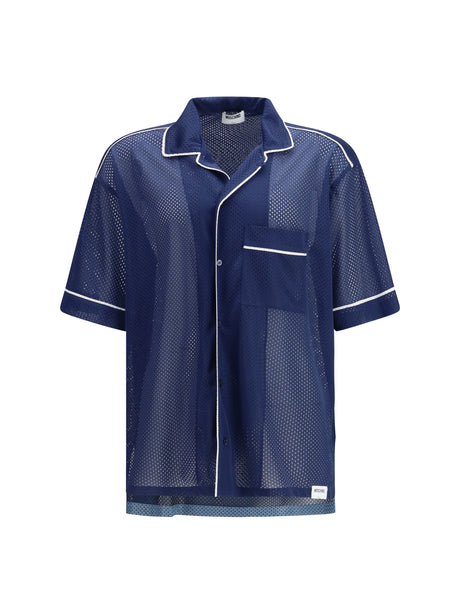 Moschino Technical mesh Shirt with reversed 22 print - Patterned Blue