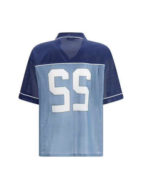 Moschino Technical mesh Shirt with reversed 22 print - Patterned Blue
