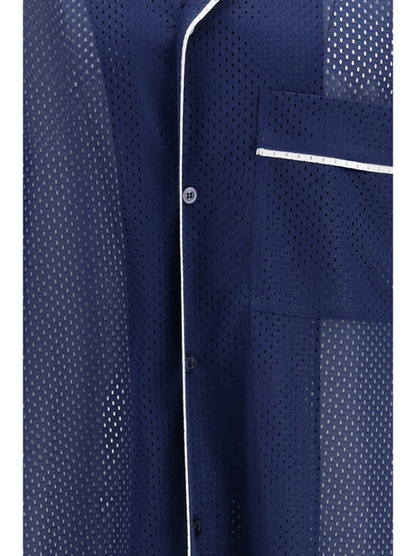Moschino Technical mesh Shirt with reversed 22 print - Patterned Blue