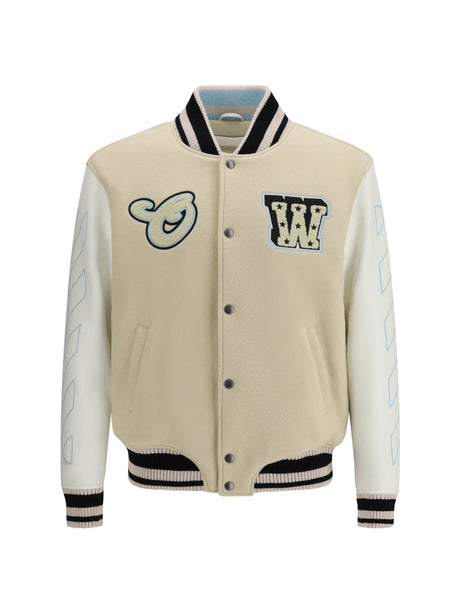 Off-White Varsity Star Logo Jacket - Cream