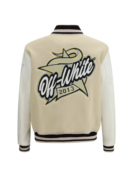 Off-White Varsity Star Logo Jacket - Cream