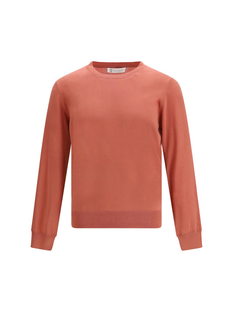 Brunello Cucinelli Sweater in cotton - Pesca+Nebbia