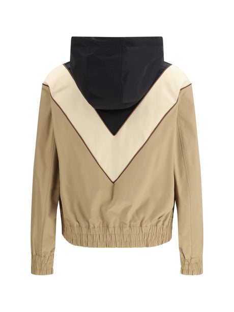 Valentino Nylon hooded windbreaker Jacket - Black/Burro/Camel