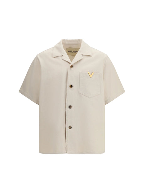 Valentino Signature Vlogo Bowling Shirt - Ivory