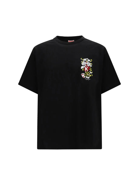 Kenzo Wild Tiger motif embroidered on the chest oversized T-shirt - Black