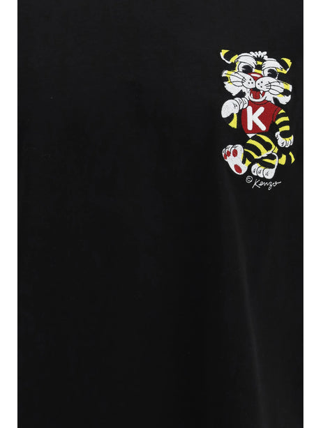 Kenzo Wild Tiger motif embroidered on the chest oversized T-shirt - Black