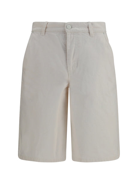 Ami Paris Wide twill cotton Shorts - Blanc Creme