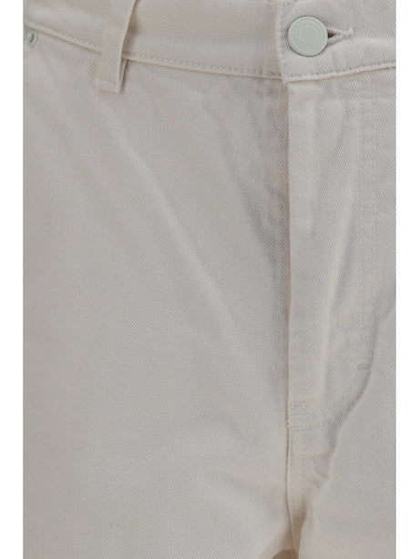 Ami Paris Wide twill cotton Shorts - Blanc Creme