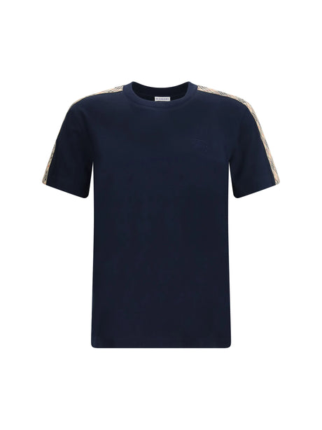 Burberry Short-sleeved T-shirt with a single Burberry Check stripe on both shoulders - Navy
