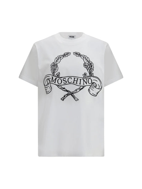 Moschino Maxi Laurel Crown Embroidery T-shirt - Patterned White
