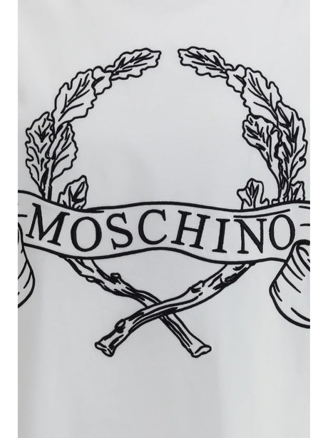Moschino Maxi Laurel Crown Embroidery T-shirt - Patterned White