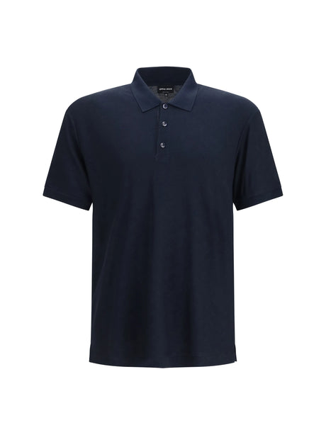 Giorgio Armani Viscose and polyester polo Shirt - Navy