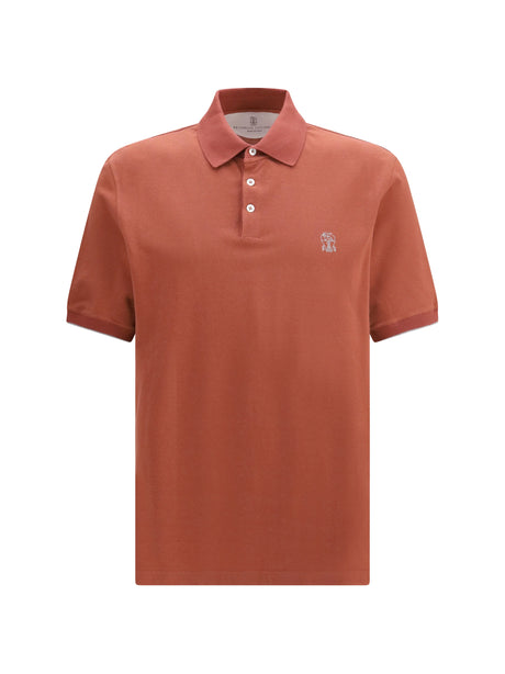 Brunello Cucinelli Cotton Polo - Corallo+Grigio