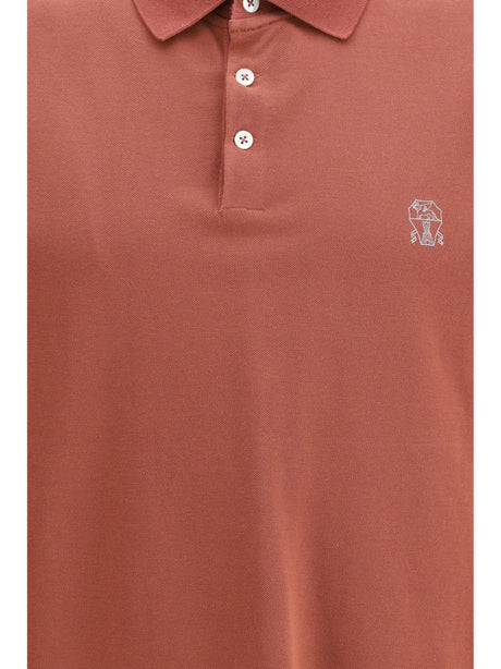 Brunello Cucinelli Cotton Polo - Corallo+Grigio