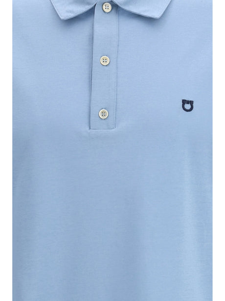 Ferragamo Short-sleeve jersey Polo - Washed Denim