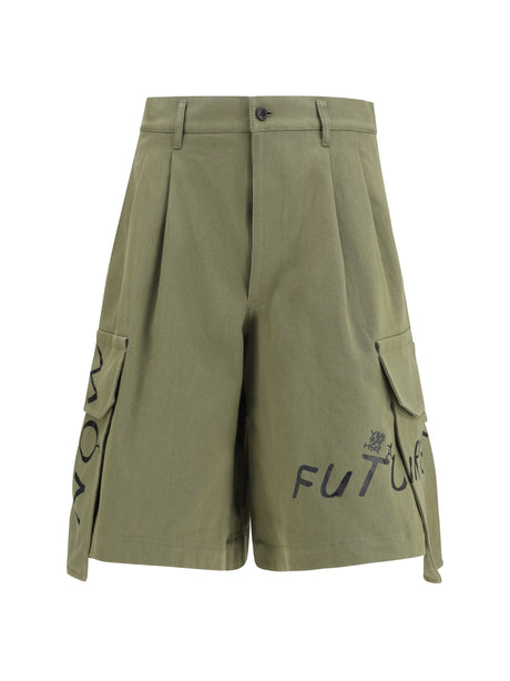 Comme Des GarçOns Shirt Cargo Shorts with print - Khaki
