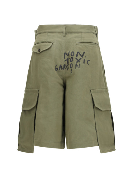 Comme Des GarçOns Shirt Cargo Shorts with print - Khaki