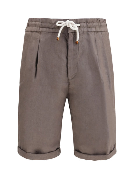 Brunello Cucinelli Linen Dyed Shorts - Hazelnut
