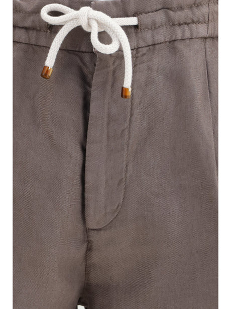 Brunello Cucinelli Linen Dyed Shorts - Hazelnut
