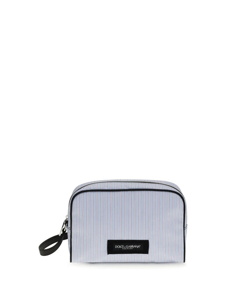Dolce & Gabbana Striped poplin and leather Handbag - Multicolor Light Blue