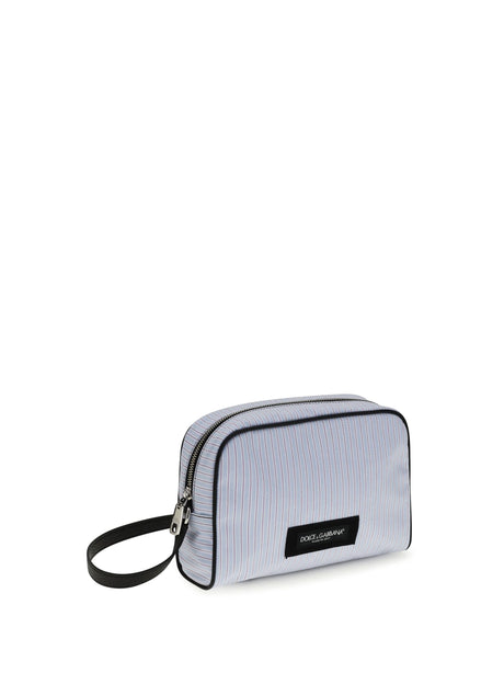 Dolce & Gabbana Striped poplin and leather Handbag - Multicolor Light Blue