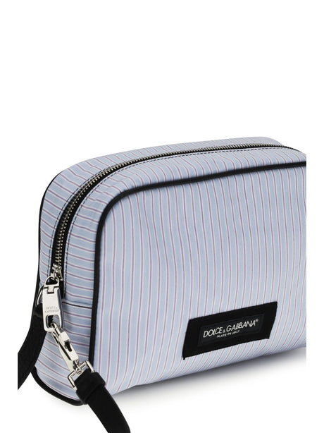 Dolce & Gabbana Striped poplin and leather Handbag - Multicolor Light Blue
