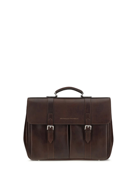 Brunello Cucinelli Leather Travel Bag - Burgundy