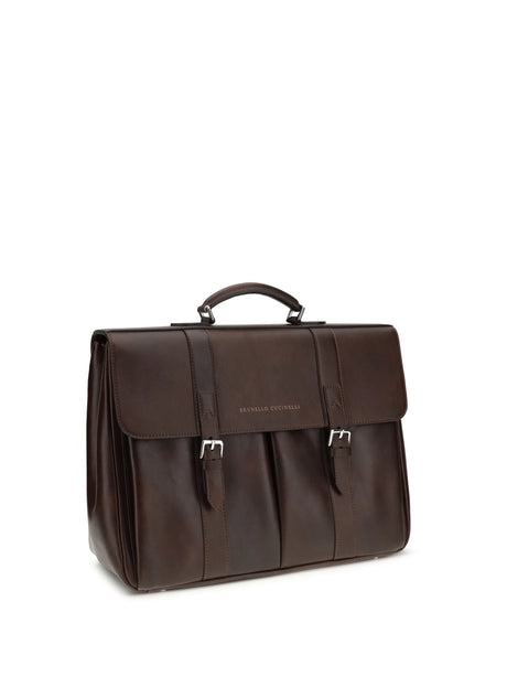 Brunello Cucinelli Leather Travel Bag - Burgundy