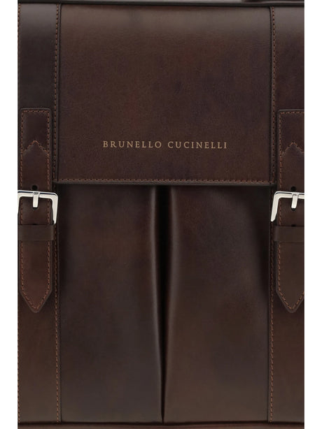 Brunello Cucinelli Leather Travel Bag - Burgundy