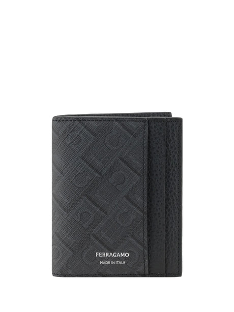 Ferragamo Leather Cardholder - Grey Patterned Medium