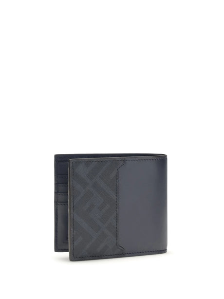 Fendi FF leather and canvas bifold Wallet - Midnight+Midnight+P