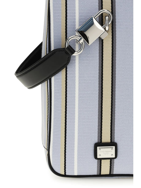 Dolce & Gabbana Lock Handbag in jacquard fabric - Multicolor Light Blue