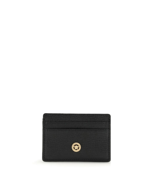 Versace Medusa Biggie leather Card Holder - Black-Versace Gold