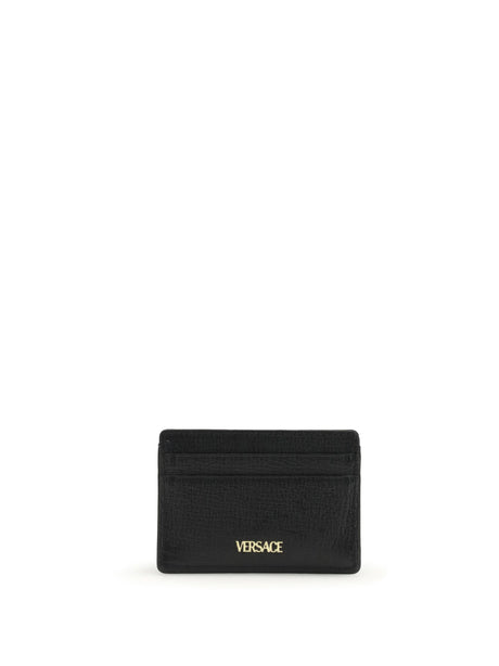Versace Medusa Biggie leather Card Holder - Black-Versace Gold